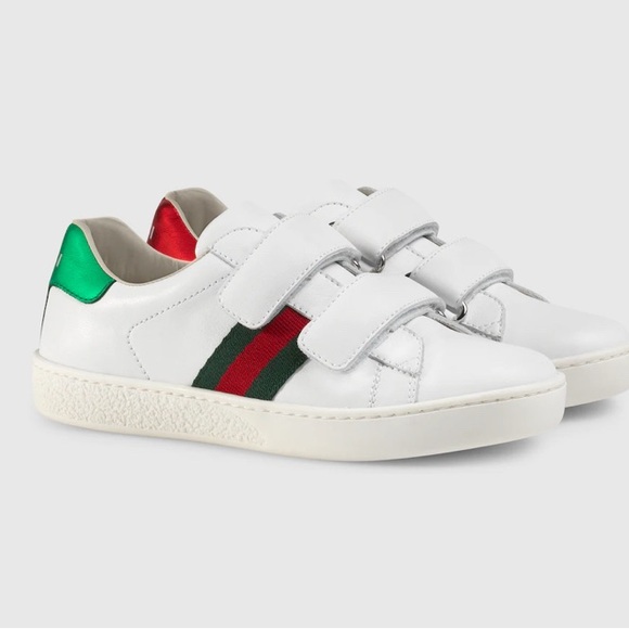 GUCCI ❤️💚 CHILDREN'S GUCCI ACE LEATHER SNEAKERS TODDLER 12 - Picture 4 of 11